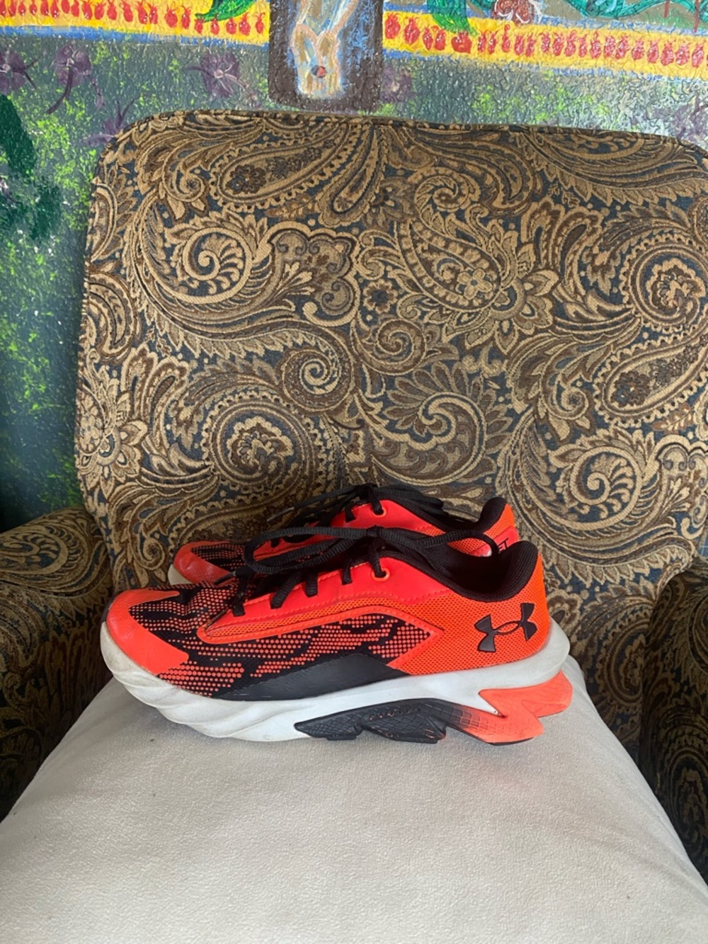 Under Armour Kids' Neon Orange & Black Running Shoes - Picture 3 of 4